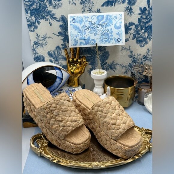 🆕 LOEFFLER RANDALL 🧿 NWOB Aaron Natural Braided Platform Straw Mule, Sz 9 - Picture 3 of 15